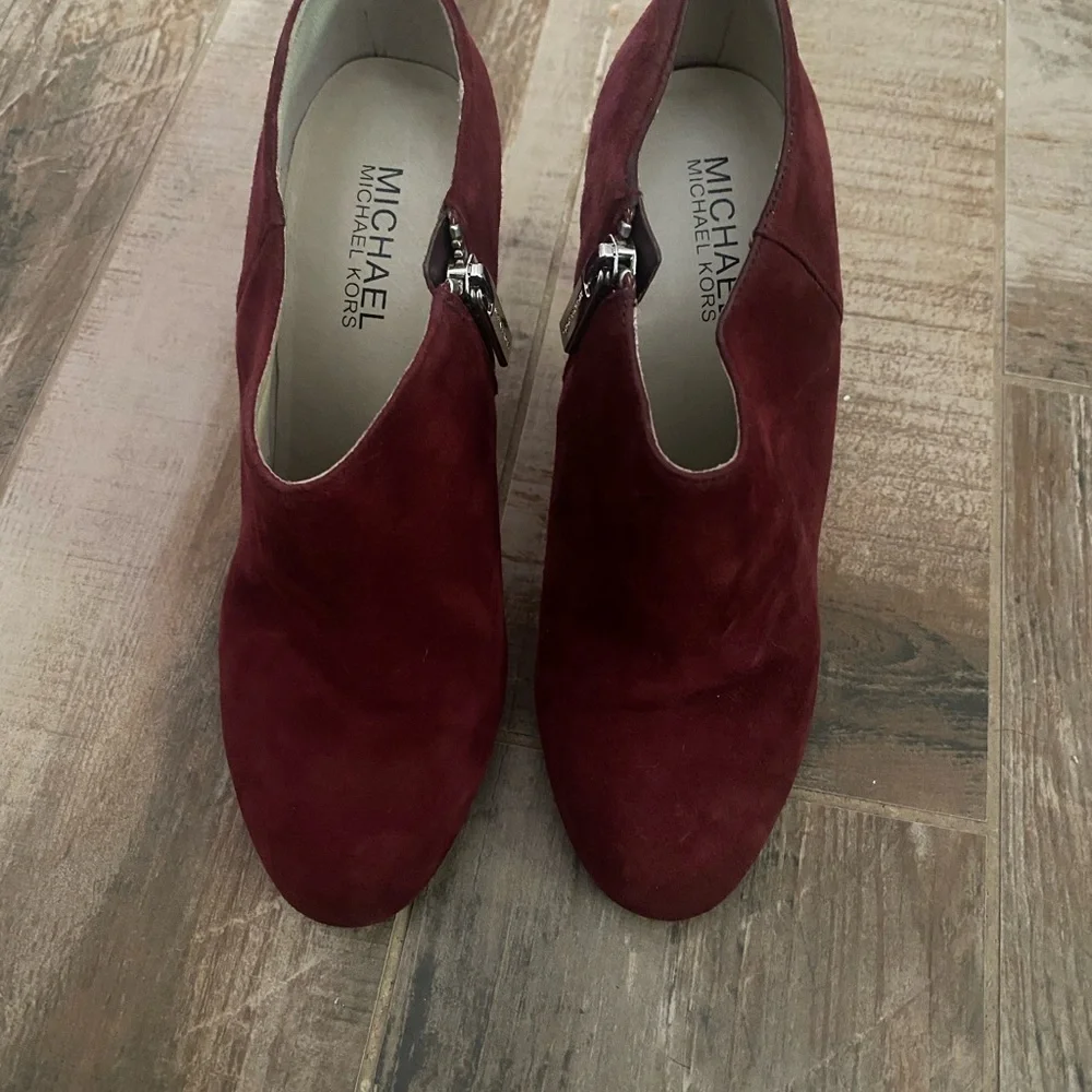 Michael Kors Deep Red Suede Ankle Boots - Picture 3 of 9